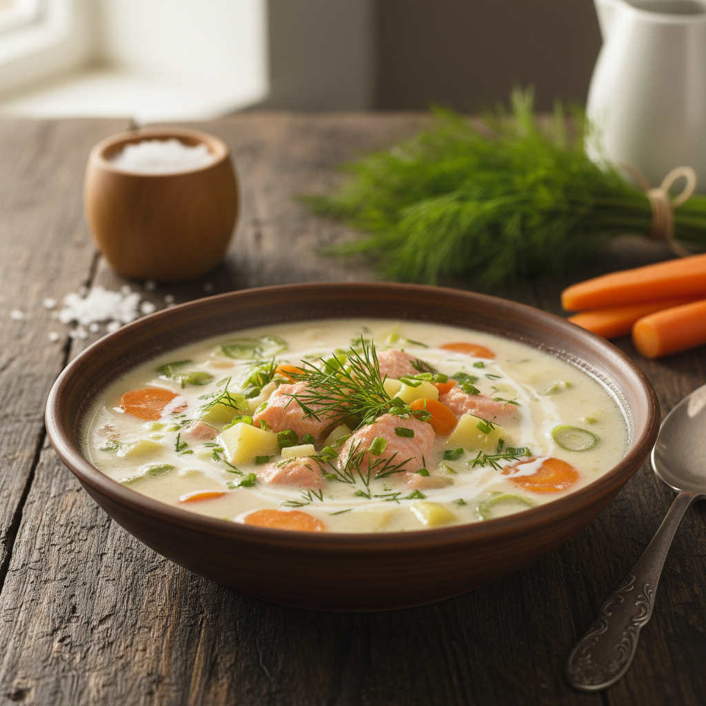 Koorene lõhesupp 20 minutiga: kiire ja maitsev õhtusöök