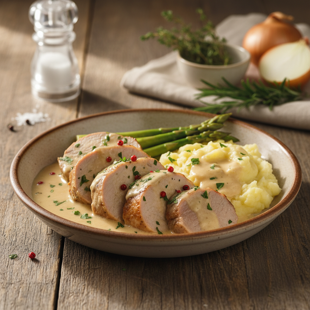 Sea sisefilee koorekastmes: mahlane ja kiire argiroog