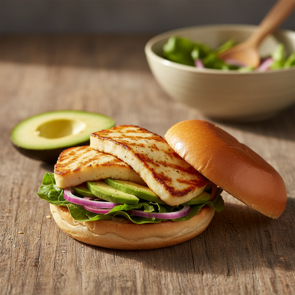Mahlane halloumi-burger avokaadoga: taimetoidu tipphetk