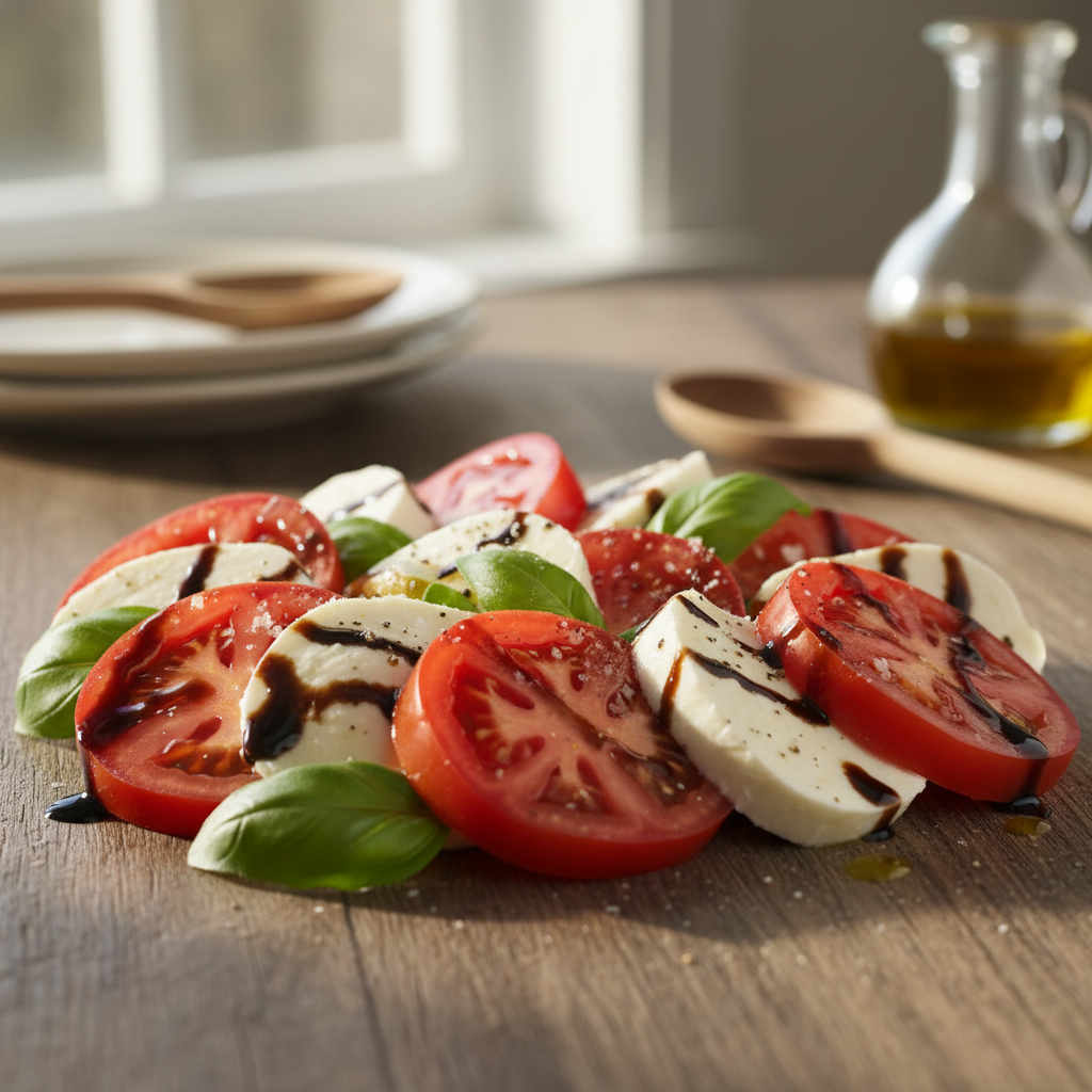 Suvine klassika: lihtne tomati-mozzarella salat balsamicoga